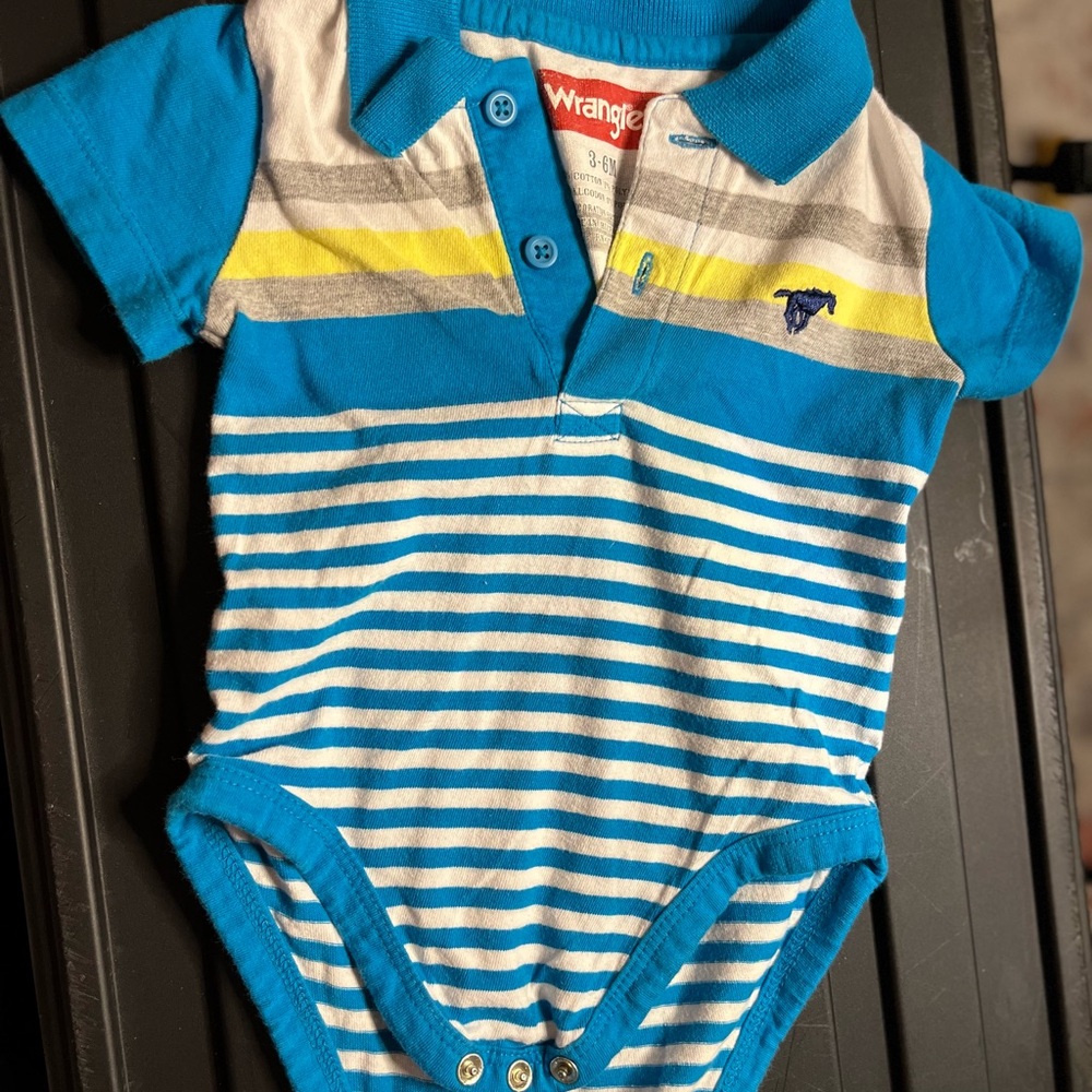 Wrangler Blue and Gray Striped Kids Bodysuit